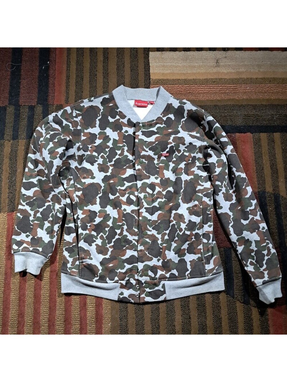 Supreme Snap Front Duck Camo Sweatshirt Mens Multicolor